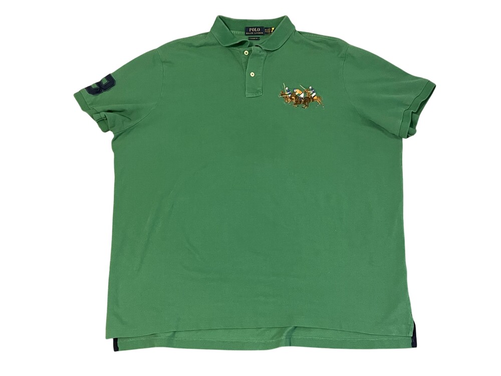 Polo Ralph Lauren Polo Shirt Mens 2XL Green Classic Fit Polo Match 3 Embroidered
